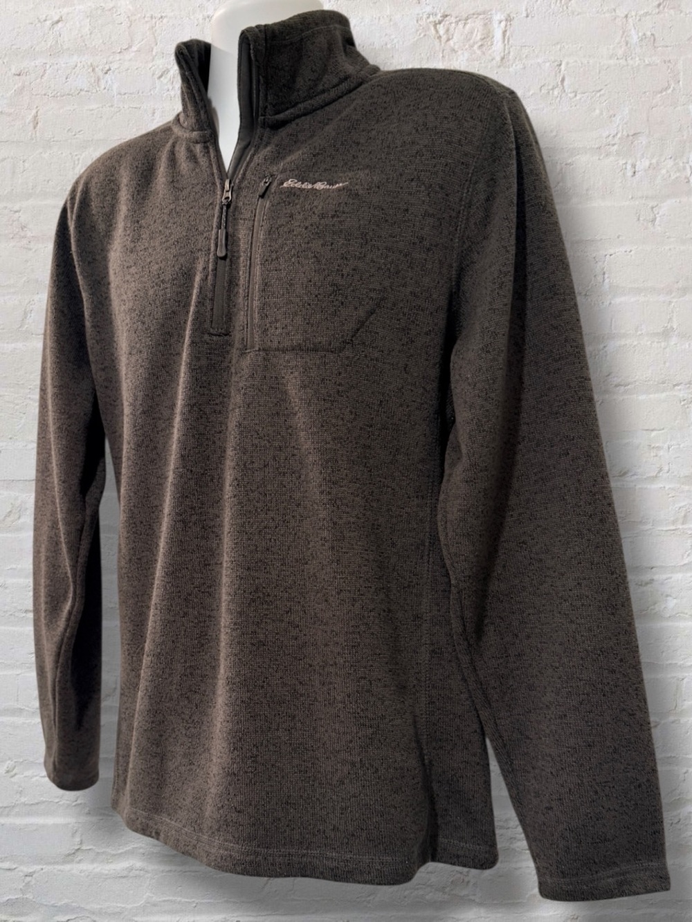 Eddie Bauer Quarter Zip Fleece Pullover Men LT Tall Large Charcoal Heather